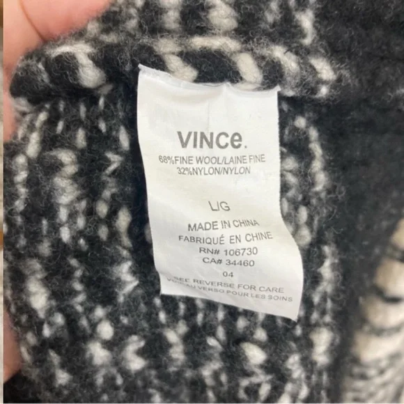 Vince Striped Wool Sweater Size Large Cream Black - Picture 8 of 9